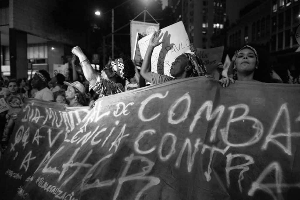 Protestors beat a drum protesting the bill limiting abortion rights