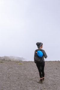 Hiker with helmet Nevado de Colima