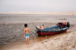 boat at river crossing of Barra de valizas