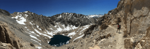 Female hiker walking through kings canyon pass